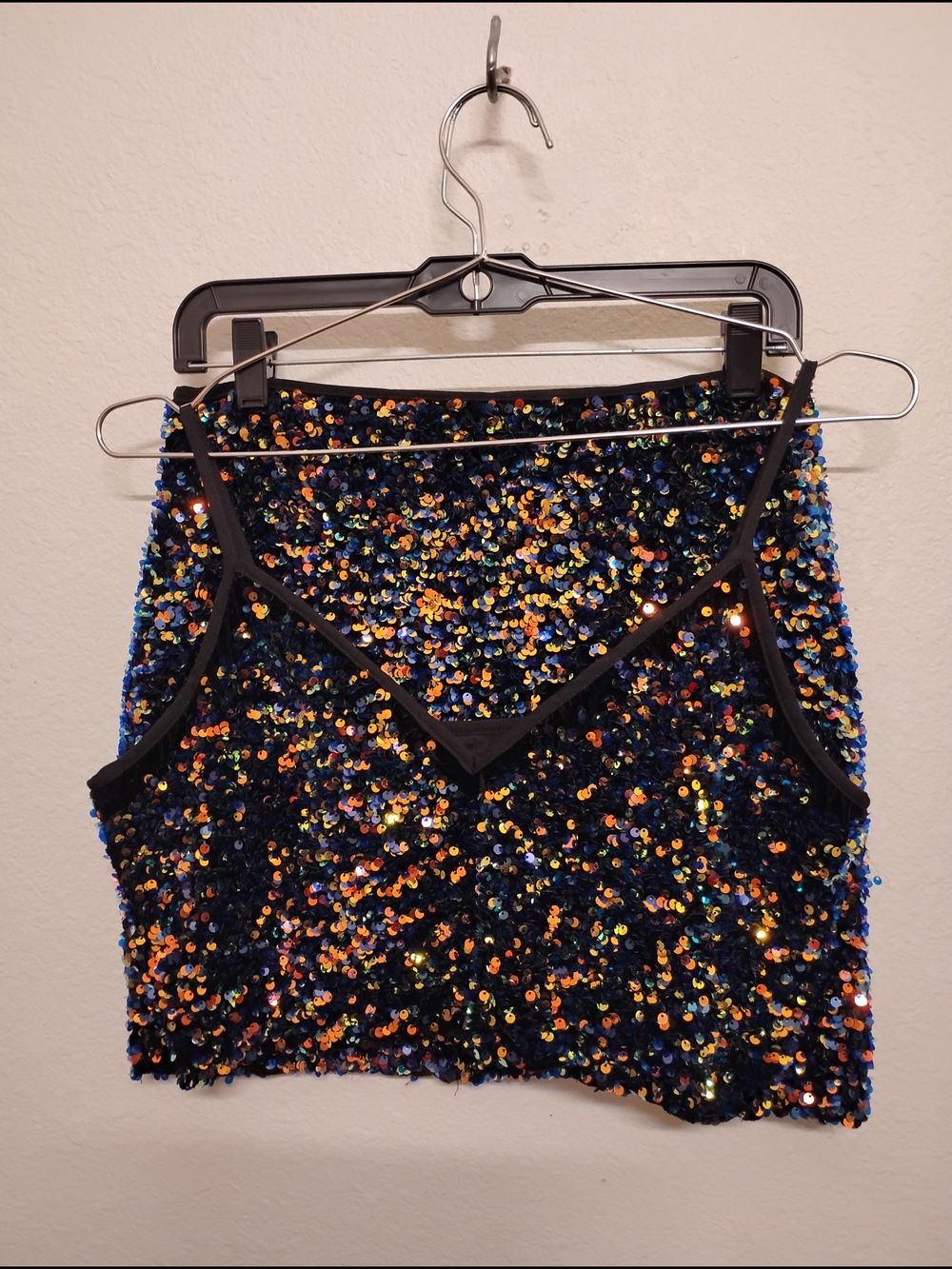 Fashion Nova Aurora Sequin 2 piece Crop Top and Skirt Set